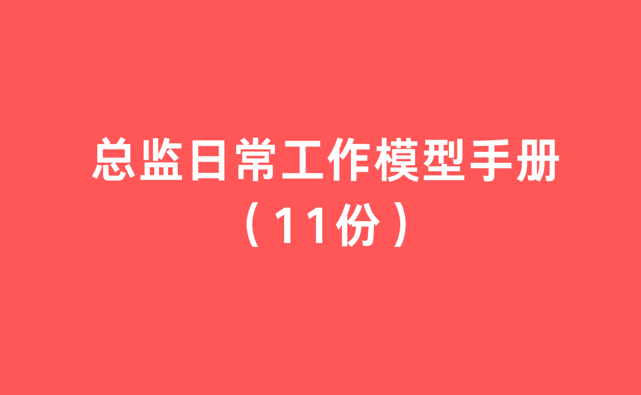 总监日常工作模型手册（11份）-1